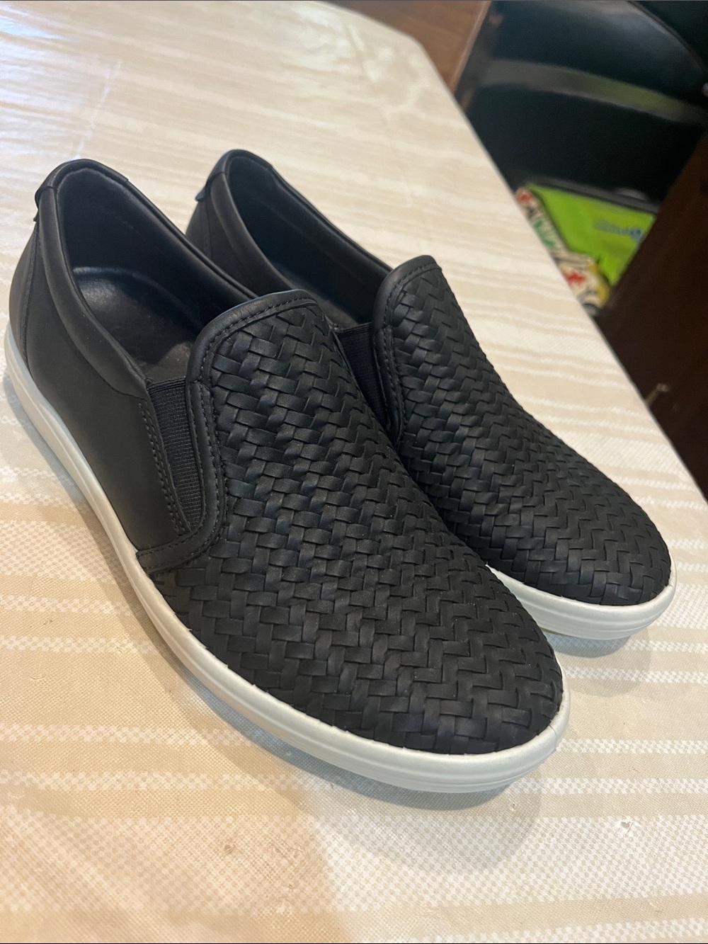 ECCO Soft 7 Woven Leather Slip-on Black 470113-01001 Size EU 38 (US 7/7.5)